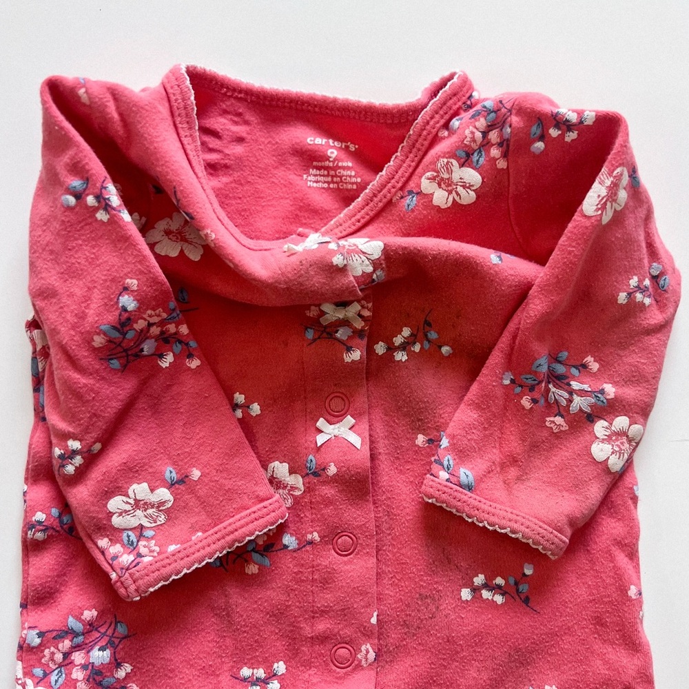 Carter's Pink Floral Footie - 9 Months